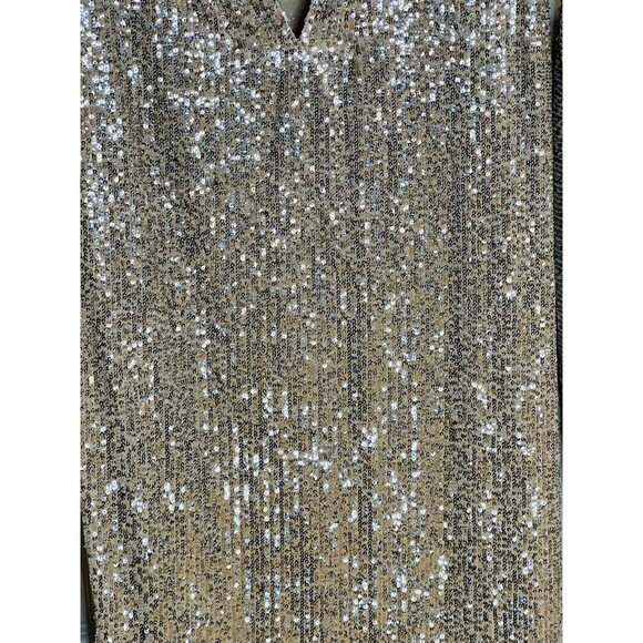 Sofia Lux Champagne Sequin Dress OS One Size Fits 4-14 Made In Italy Retail $195 - Picture 5 of 12